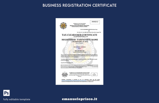 certificato di sdoganamento fiscale Filippine stile verificato Modello Word e PD